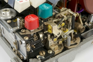 Close-up of the tape reader mechanism