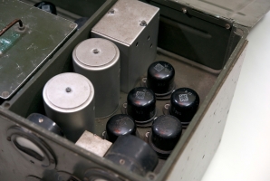 Close-up of the valves and capacitors in the right compartment