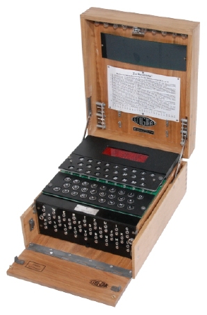 Example of a self-built wooden Enigma-E case (not included with the kit)