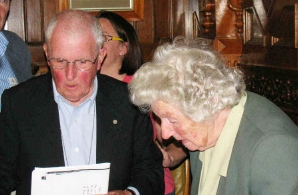 Mavis Batey (right) during her book signing session in September 2009, here with historian David Hamer. � 2009, David Hamer.